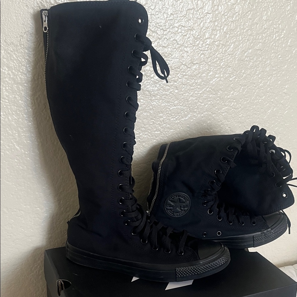Converse Black Knee-High Lace-Up Boots